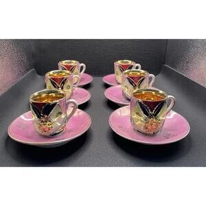 Demitasse‎ Espresso or Tea Cups & Reticulated Saucers. Made in Germany Set of 6